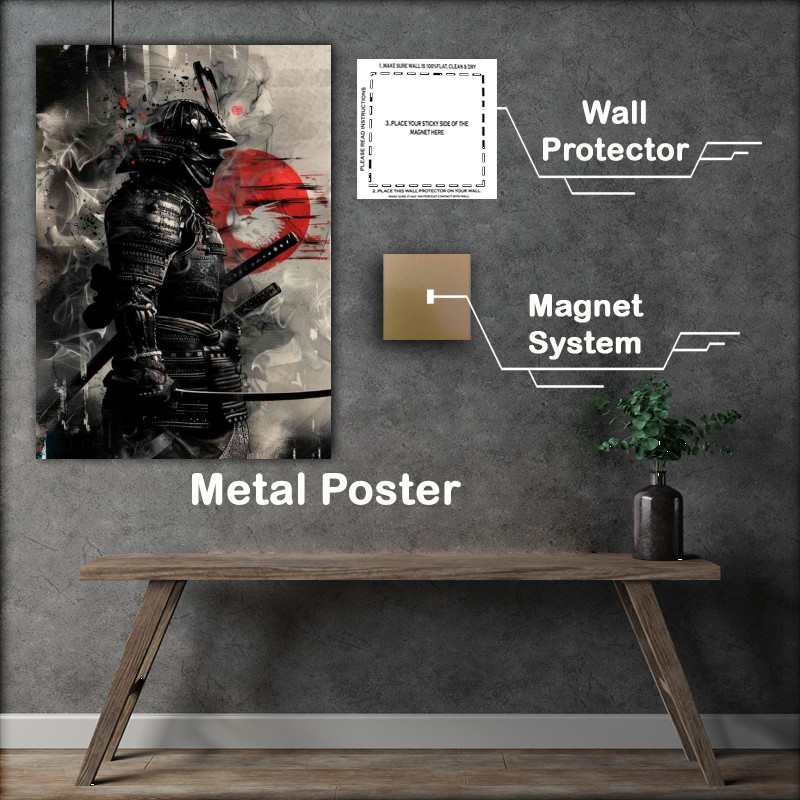 Buy Metal Poster : (Japanese Samurai in armour with katana poster)