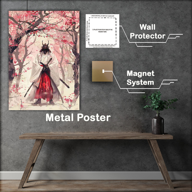 Buy Metal Poster : (Japanese anime style drawing of an ancient Samurai)