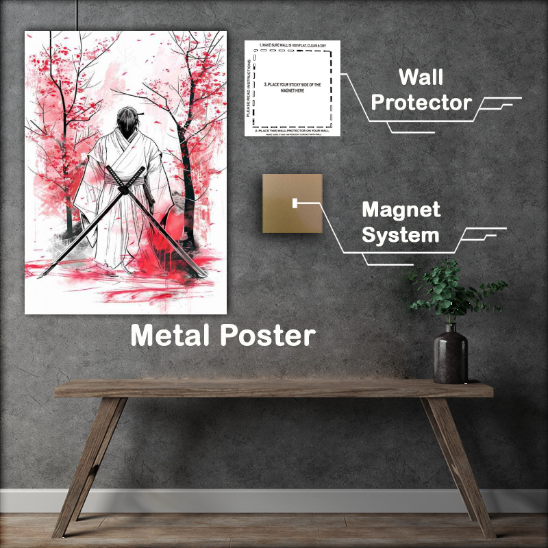 Buy Metal Poster : (Japanese style drawing of an ancient samurai)