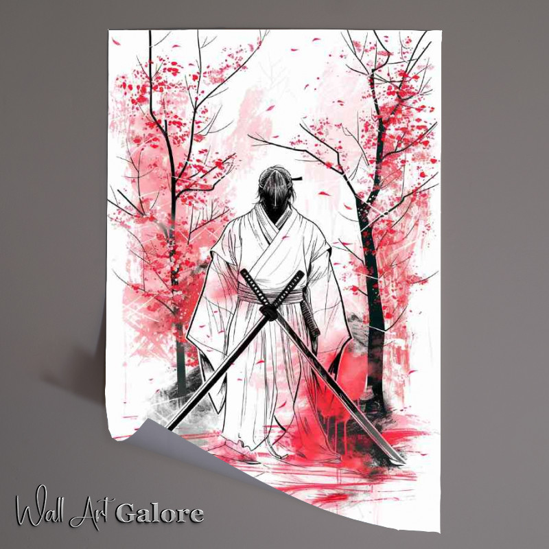 Buy Unframed Poster : (Japanese style drawing of an ancient samurai)