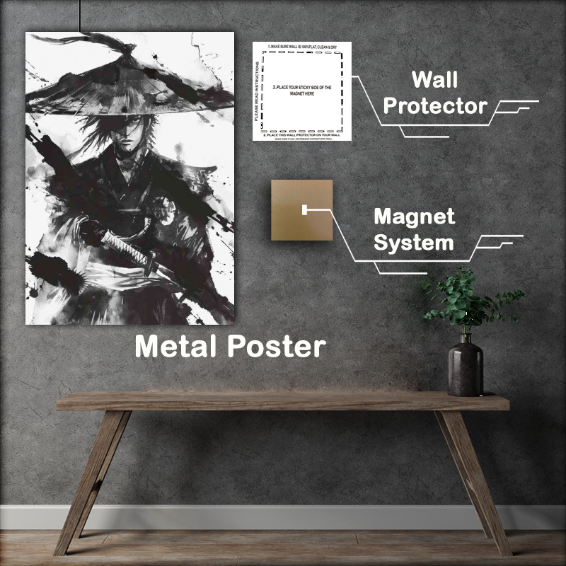 Buy Metal Poster : (Young Samurai with dark hair and sword)