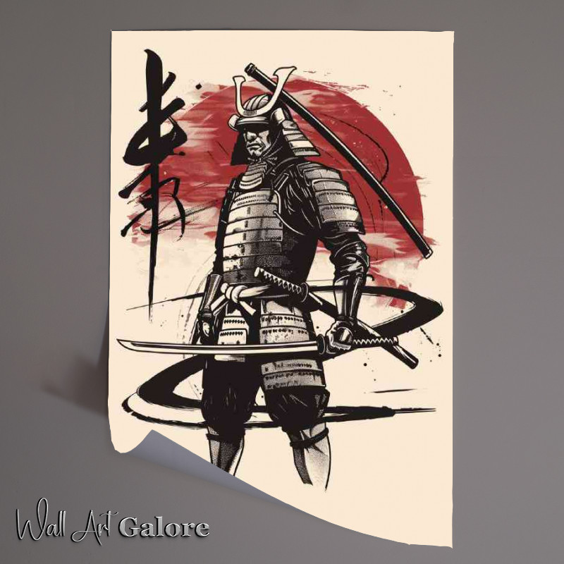 Buy Unframed Poster : (black_and_white_samurai_poster_design_with_brush_st_75dc2414-d72b-415e-999e-84e9bc764497)