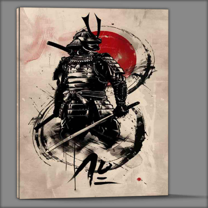 Buy Canvas : (black_and_white_samurai_poster_design_with_brush_st_95e35a98-e52b-458b-9d91-8d438b6c5324)
