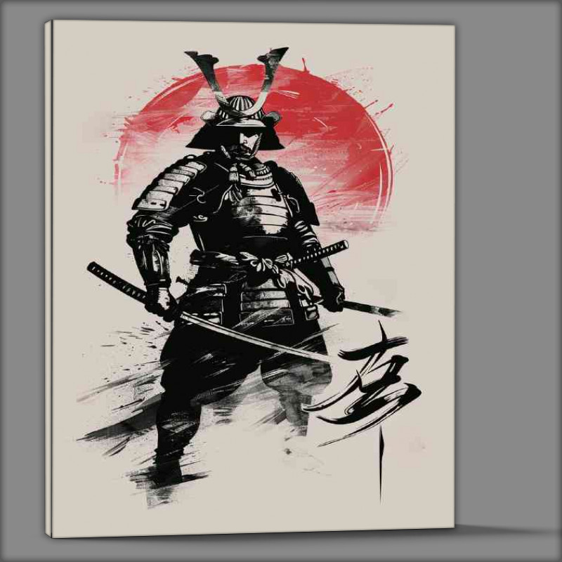 Buy Canvas : (black_and_white_samurai_poster_design_with_brush_st_e64943da-58a1-4c57-a6a3-b32ddbaab7e0)