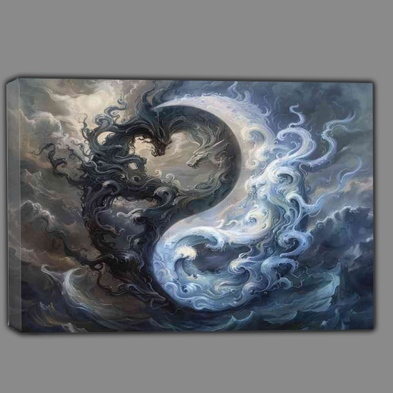 Buy Canvas : (Yin yang symbol black and white swirly coluds)