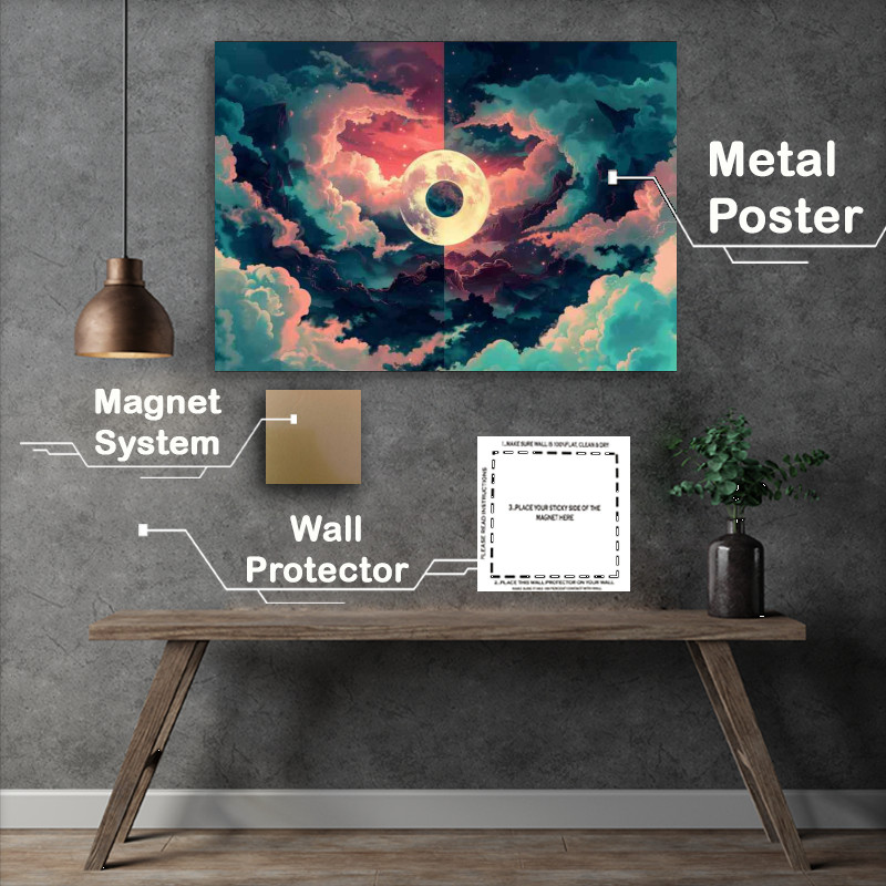Buy Metal Poster : (Yin yang symbol clouds combined)
