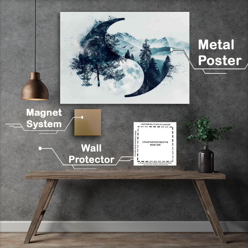 Buy Metal Poster : (Yin yang symbol with mountains)
