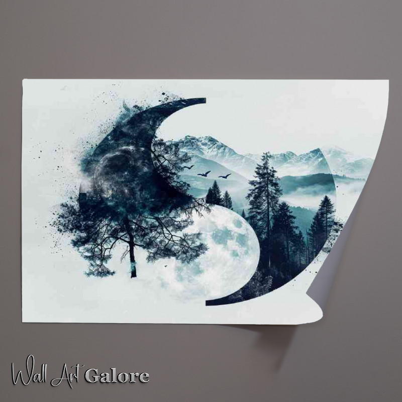 Buy Unframed Poster : (Yin yang symbol with mountains)
