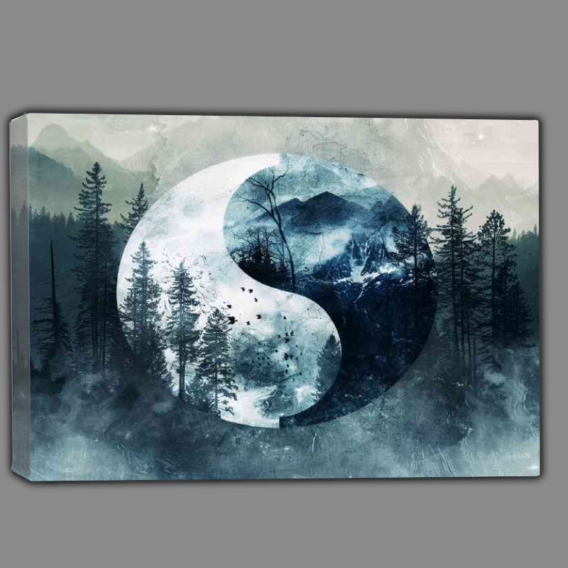Buy Canvas : (Yin yang symbol with mountains and trees)