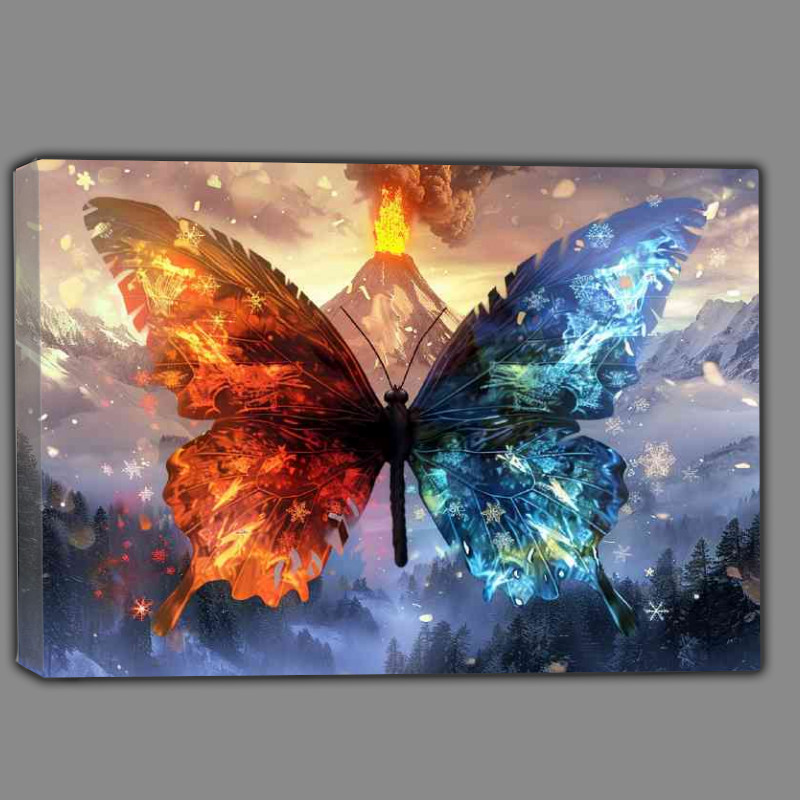 Buy Canvas : (Beautiful Butterfly with wings made of fire and ice)
