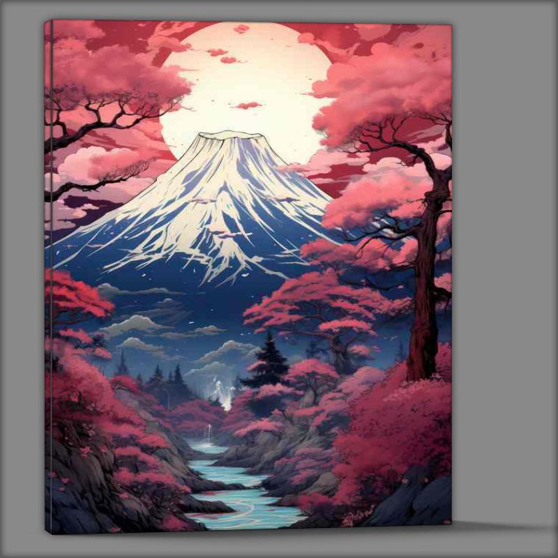 Buy Canvas : (Peak Blossoms mountain views Japanese Sakura Spots)