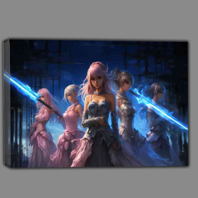 Buy Canvas : (Five anime girls are holding swords)