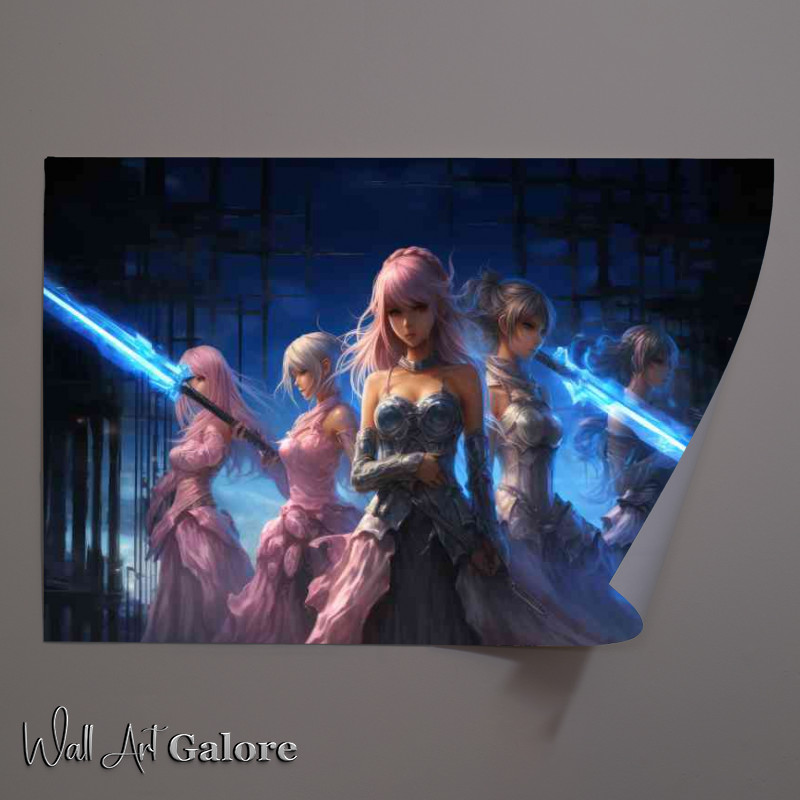 Buy Unframed Poster : (Five anime girls are holding swords)