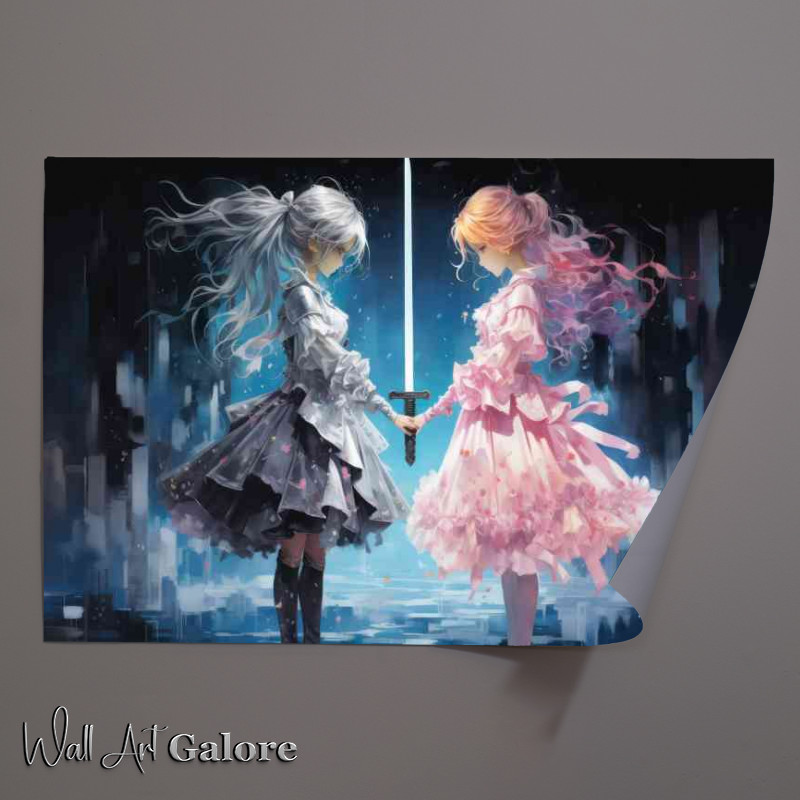 Buy Unframed Poster : (Two anime girls holding sword)