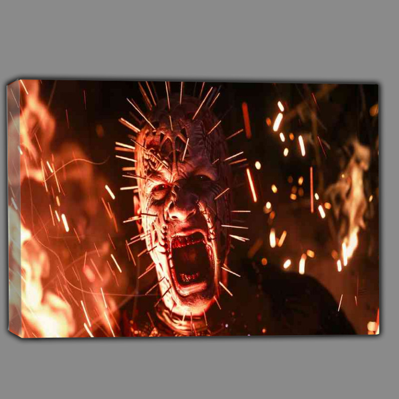 Buy Canvas : (Cinematic movie poster of Hellraisers pinhead screaming)