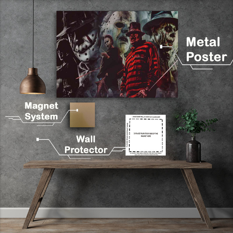 Buy Metal Poster : (Collage of iconic movie characters including baddass baddies)