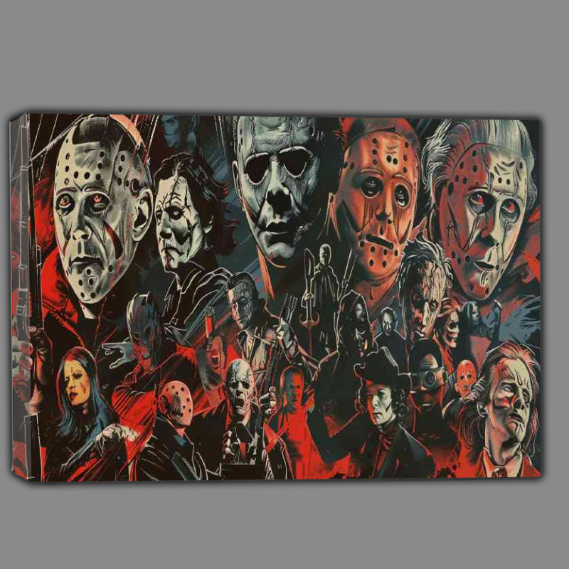 Buy Canvas : (Collage of the most famous horror movie characters villans)