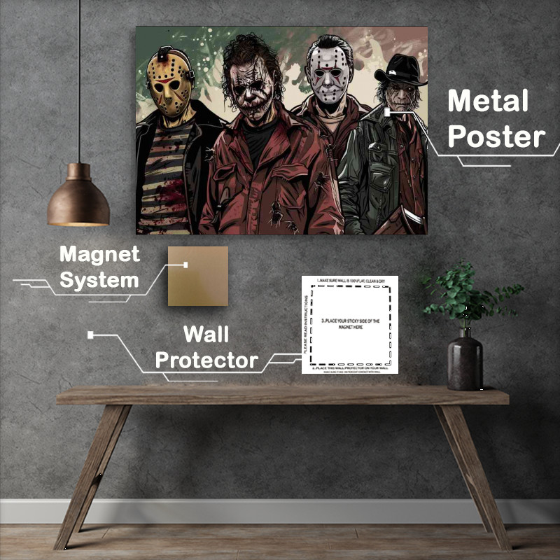 Buy Metal Poster : (Comic style horror movie villans)