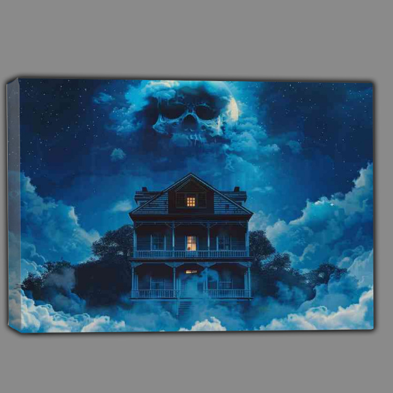 Buy Canvas : (House surrounded by fog with the face of an evil)