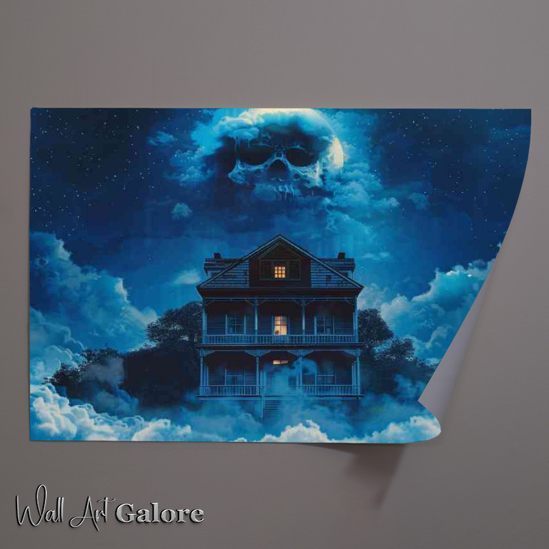 Buy Unframed Poster : (House surrounded by fog with the face of an evil)