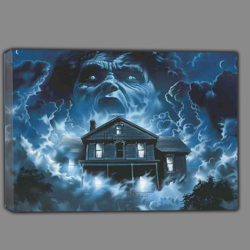Buy Canvas : (House surrounded by fog with the face of an evil ghost)