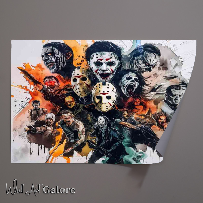 Buy Unframed Poster : (Iconic horror movie characters evil montage)