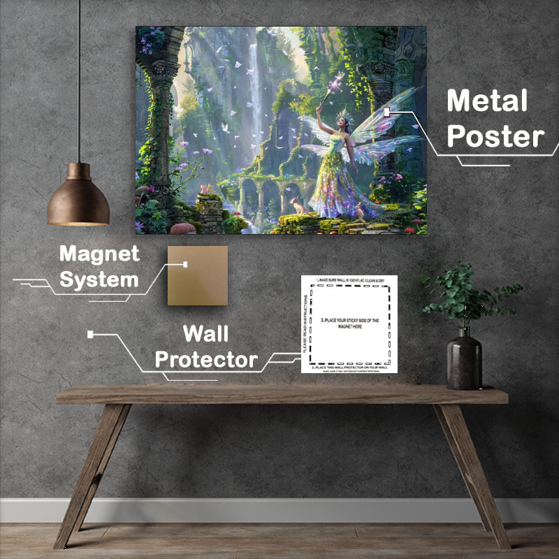 Buy Metal Poster : (Beautiful fairy queen in an iridescent dress)