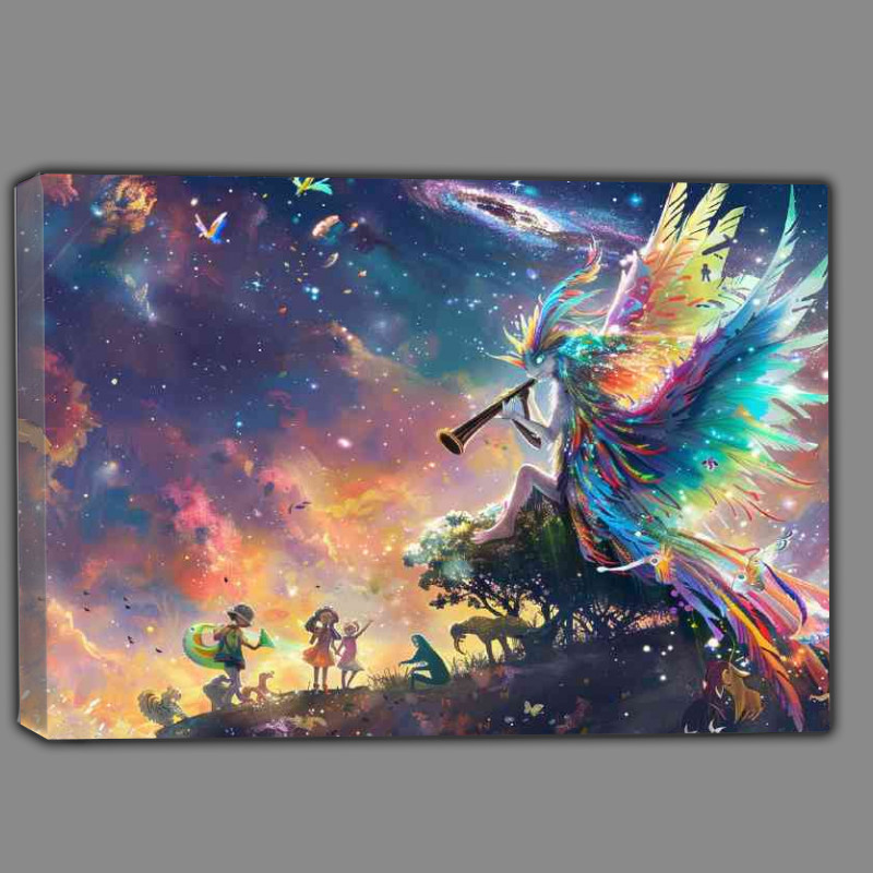 Buy Canvas : (Beautiful fantasy creature with colorful feathers)