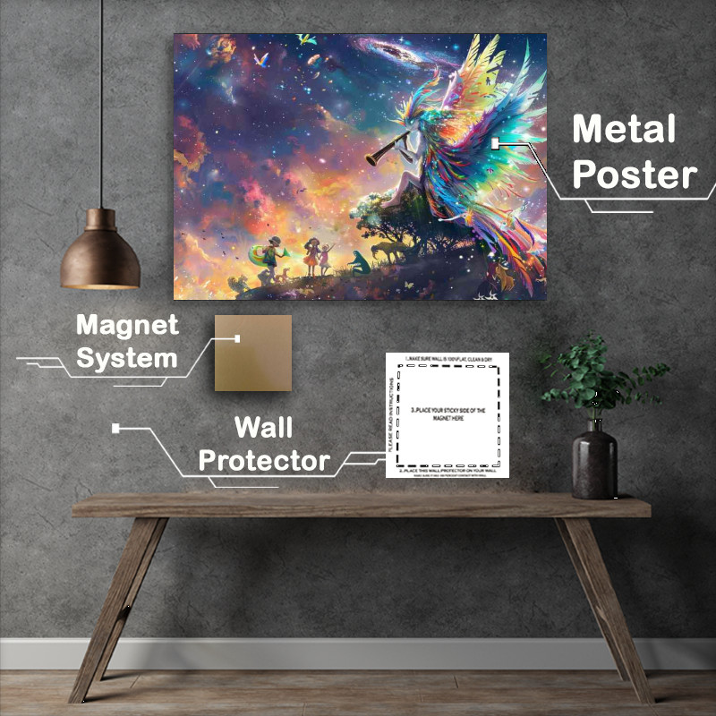 Buy Metal Poster : (Beautiful fantasy creature with colorful feathers)