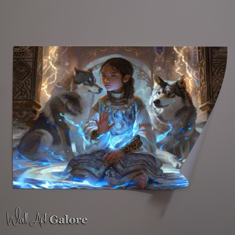 Buy Unframed Poster : (Blue glowing magic and the wolfs)