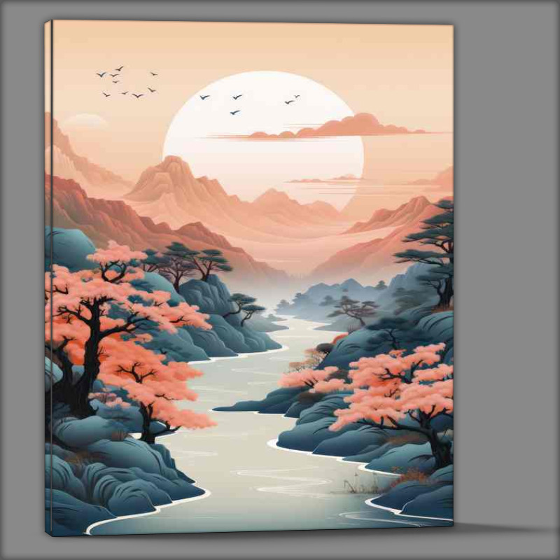 Buy Canvas : (Sakura Serenades Mountains and Waters in Japan)