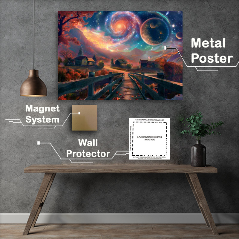 Buy Metal Poster : (Bridge leading to an otherworldly planets)