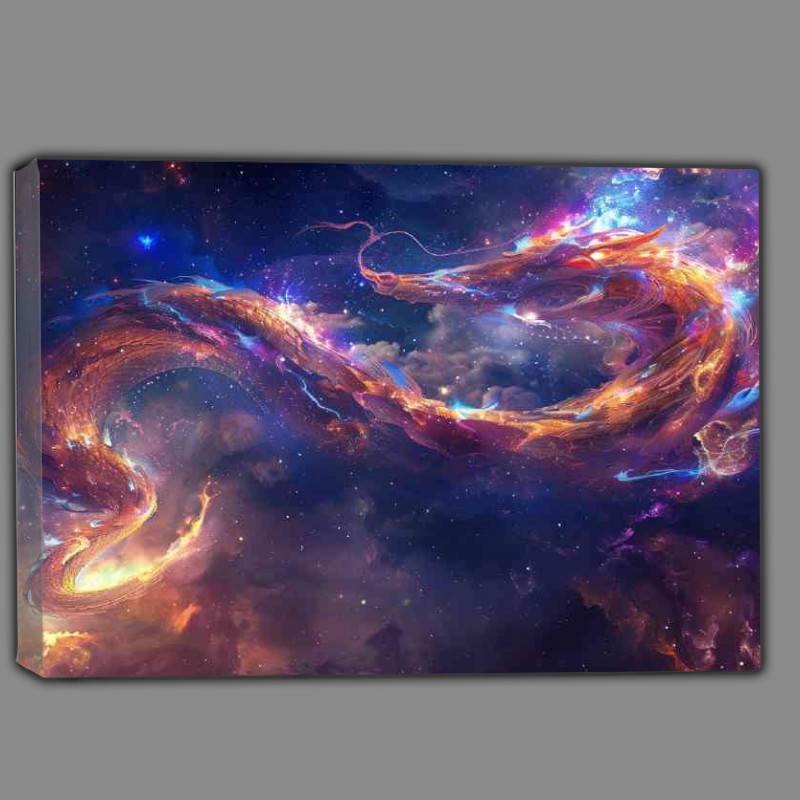 Buy Canvas : (Cosmic Dragon made of nebulae swirling in the sky)