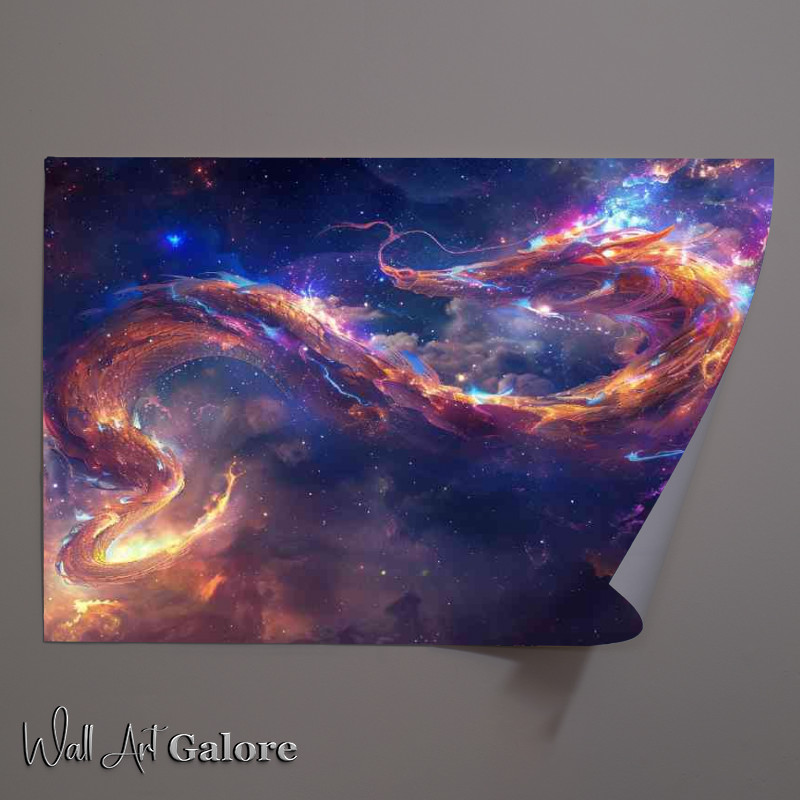 Buy Unframed Poster : (Cosmic Dragon made of nebulae swirling in the sky)