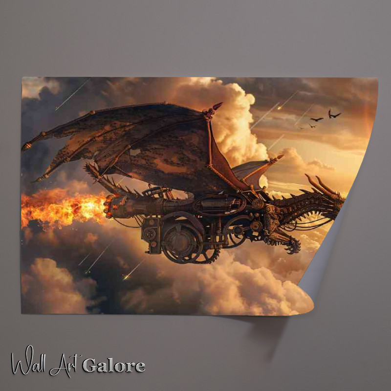 Buy Unframed Poster : (Dragon with mechanical wings and an oil wheeled)