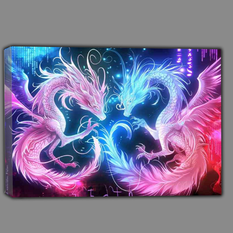 Buy Canvas : (Ethereal Dragons one white and the other pink)