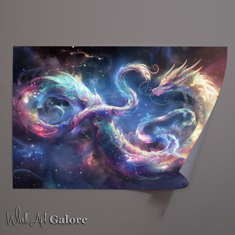 Buy Unframed Poster : (Fantasy dragon made of swirling nebulae fantasy art)
