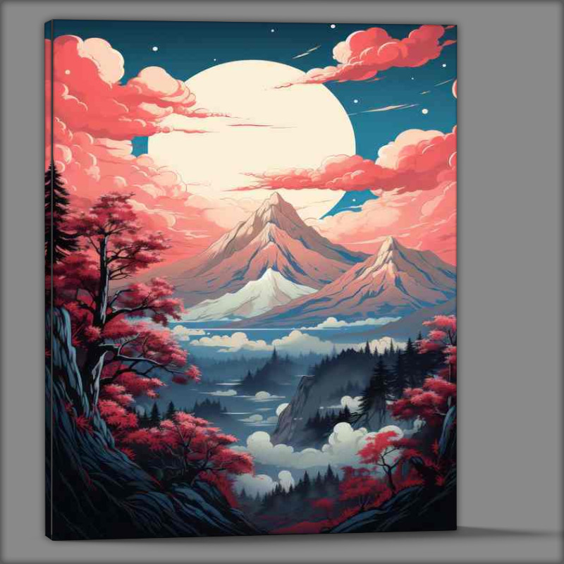 Buy Canvas : (Sakura Splendor Japans Cherry Blossoms and Mountains)