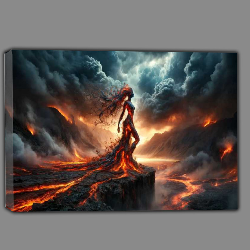 Buy Canvas : (Warrior her form composed of flowing lava and rock)