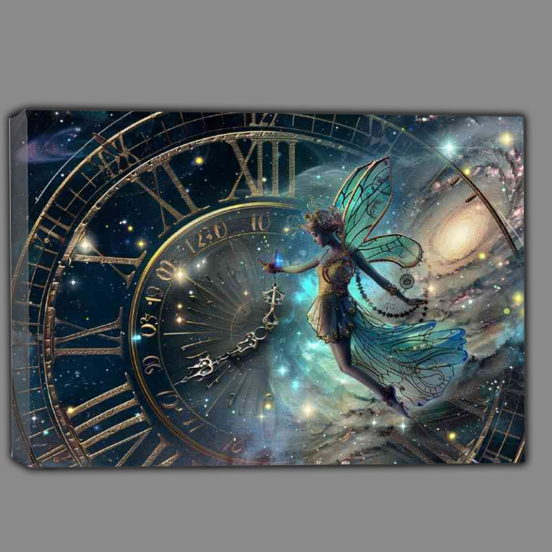 Buy Canvas : (Whimsical scene of an ethereal fairy with world clock)