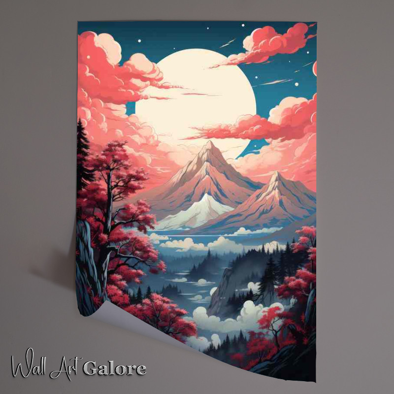 Buy Unframed Poster : (Sakura Splendor Japans Cherry Blossoms and Mountains)