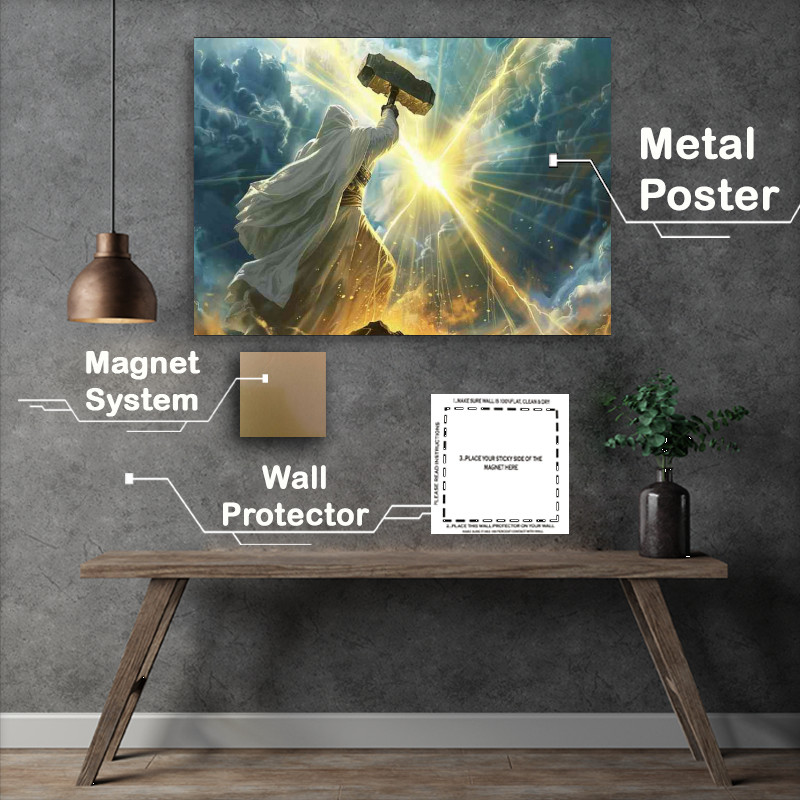 Buy Metal Poster : (White robed figure is holding an enormous hammer)