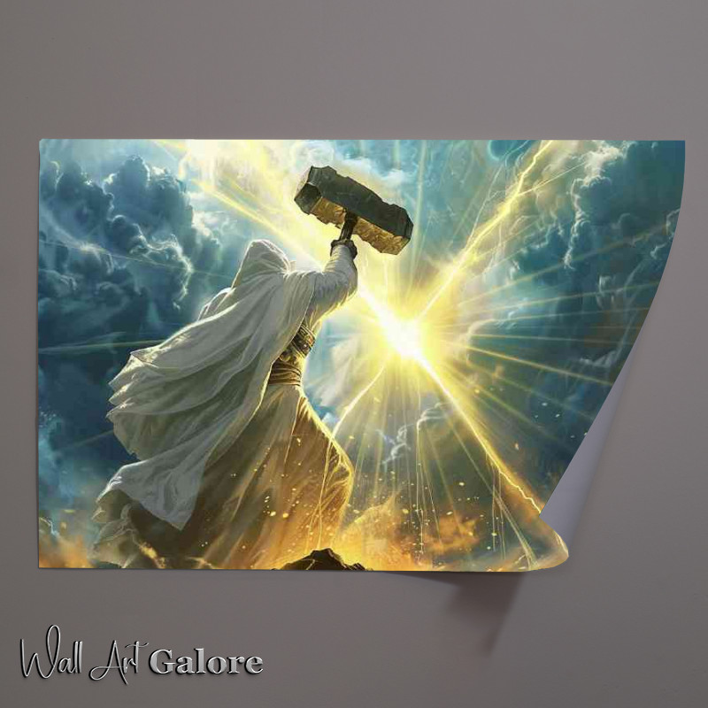 Buy Unframed Poster : (White robed figure is holding an enormous hammer)