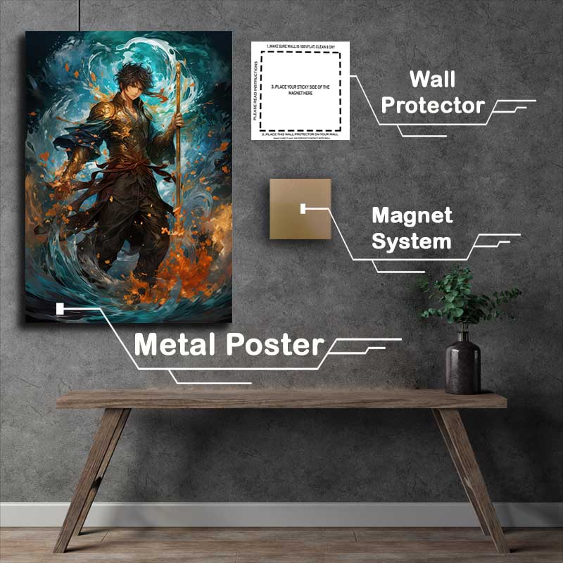 Buy Metal Poster : (Anime character in the water holding a sword)