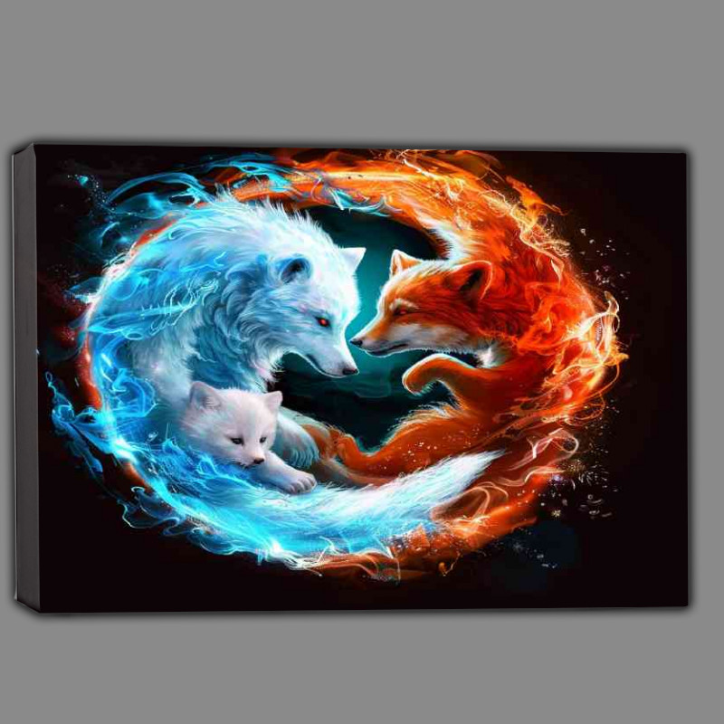 Buy Canvas : (Yin Yang blue wolf and red fox and polar bear)