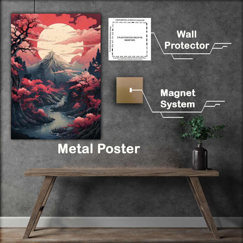 Buy Metal Poster : (Sakura Sunsets Lakes and Mountains in Japan)