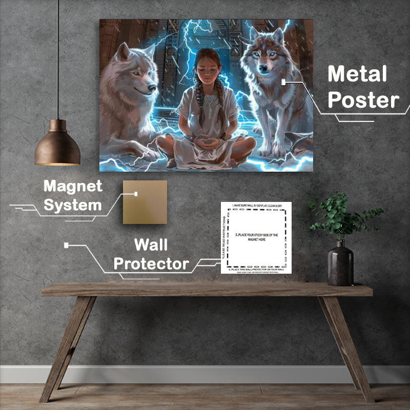 Buy Metal Poster : (Young girl surrounded by wolves)
