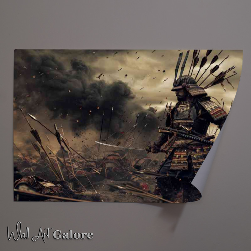 Buy Unframed Poster : (Ancient Japanese warrior in full armor on the field)