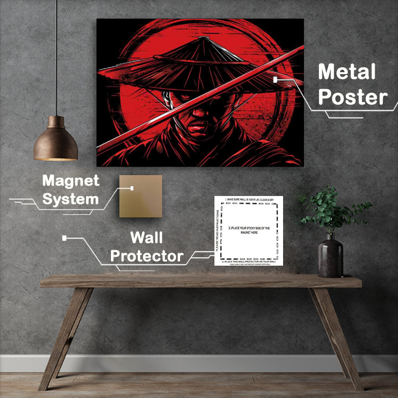 Buy Metal Poster : (Samuari in red with sword and sun)