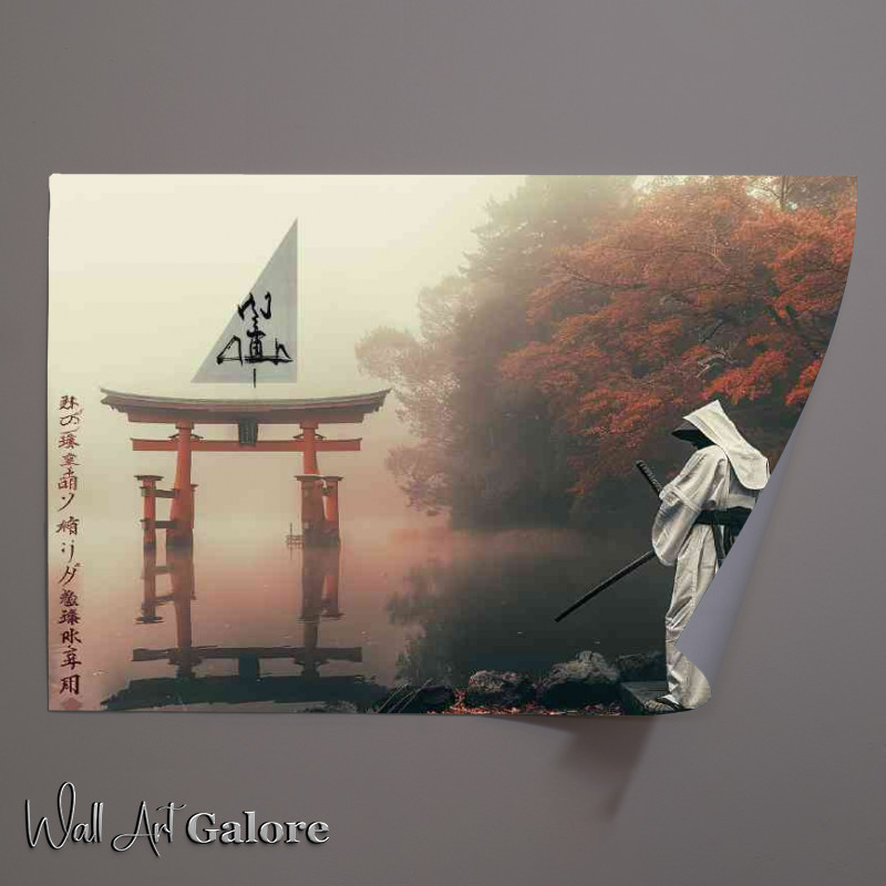 Buy Unframed Poster : (Samurai in white training at the tori gate)